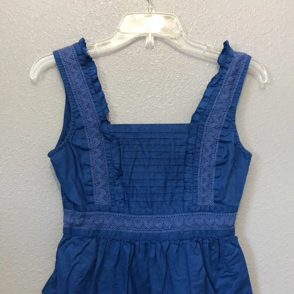 Maeve dress Women's size Small S blue sundress Made in India EUC lace pleat EUC - Picture 4 of 12